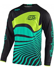 CAMISOLA TROY LEE DESIGNS 2021 GP AIR DRIFT - PRETO / VERDE TURQUES